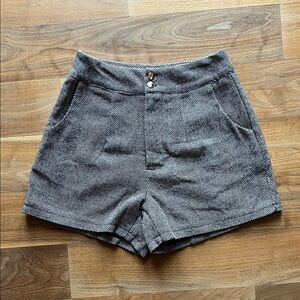 Women's Brown and White Herringbone Shorts
